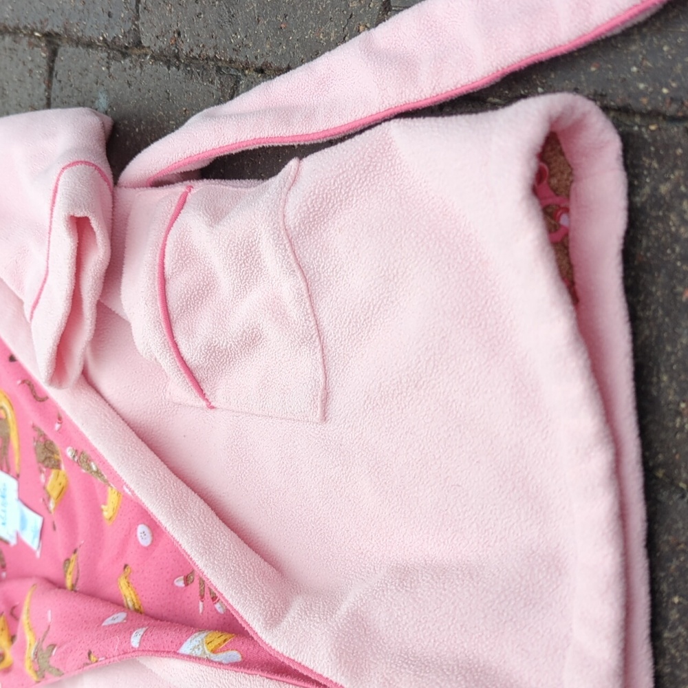 Nick & Nora Sleepwear Embroidered Pink Sock Monkey Bathrobe, 2T - Picture 5 of 8
